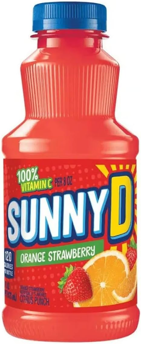 Sunny Delight Orange Fused Strawberry Beverage, 16 Ounce Bottle, Pack of 12F