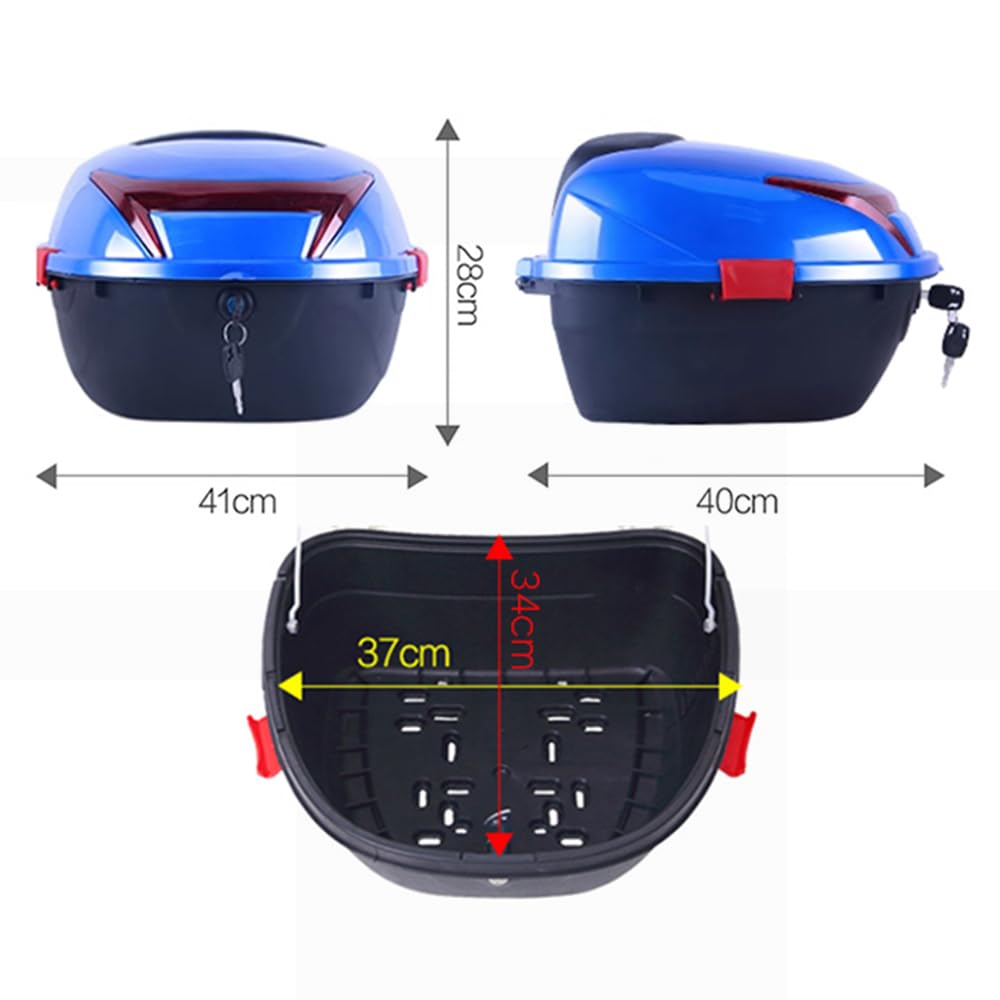 Motorcycle Trunk PP Motorcycle Tail Bag Motorcycle Top Case Large Capacity Motorbike Helmet Storage Bags Universal Tour Tail Box for Electromobile(Blue)