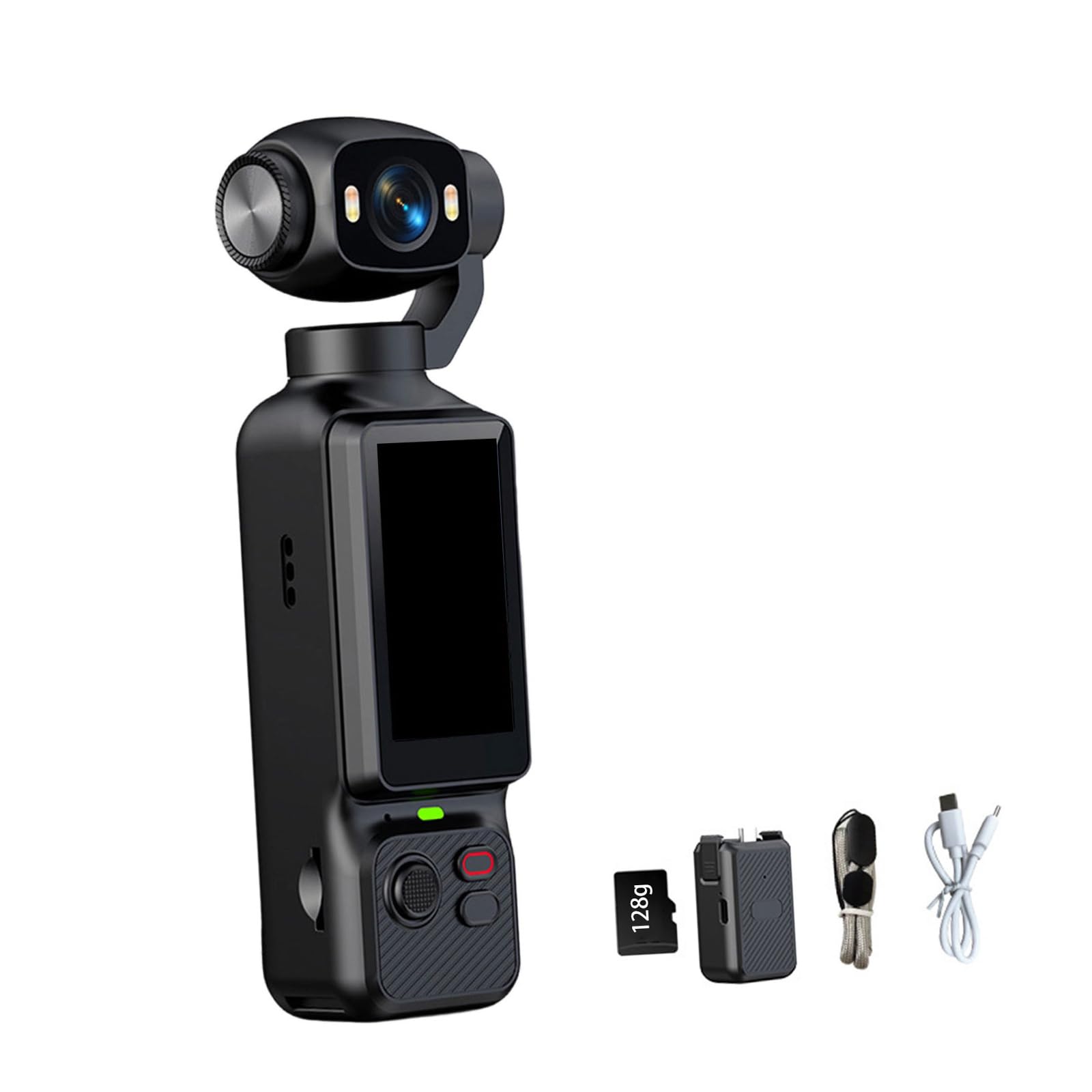 Action Camera portatile 1080P con lente rotante e anteriore, nero