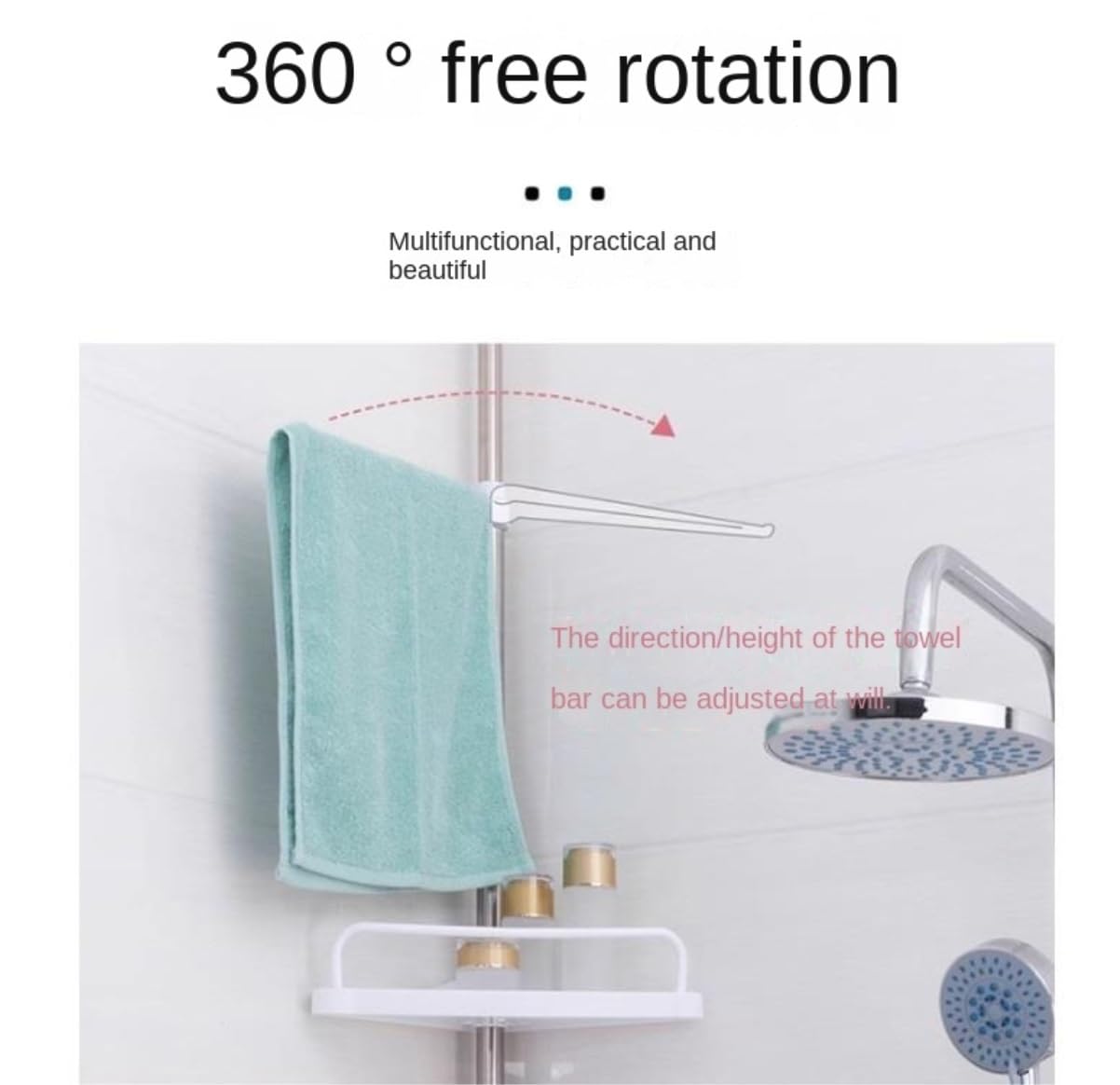 RUVOO Eckregal Eckregale Duschablage Mit Spannstange, Verstellbares Eckregal Aus Edelstahl Mit 4 Etagen, Standregal Für Badezimmer Eckständer(Height 95-300cm)