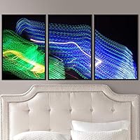 3 Piece Framed Canvas Wall Art Abstract Geometric Lights Mixed Media Canvas Prints Home Artwork Decoration for Living Room,Bedroom - 16