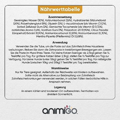 animigo 2X Hundezahnpasta (je 100g), 1x dreiköpfige Hundezahnbürste & 1x Fingerzahnbürste - Gegen Plaque, Zahnstein und schlechten Atem - Hunde Zahnpflege für Zahnreinigung mit Zahncreme & Fingerling