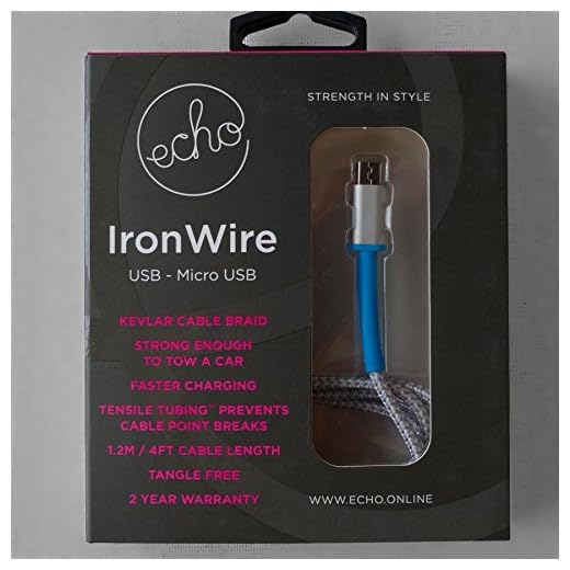 ECHO Ironwire Micro USB Ladekabel 1.2 m silber