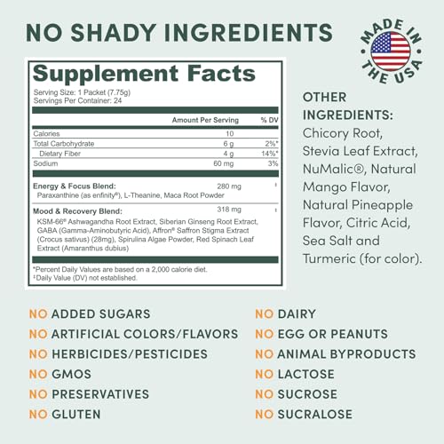 Image of MTE Caffeine-Free Energy Drink Powder with Paraxanthine - Clean Energy for Focus, Mood & Productivity | 24 Energy Drink Packets