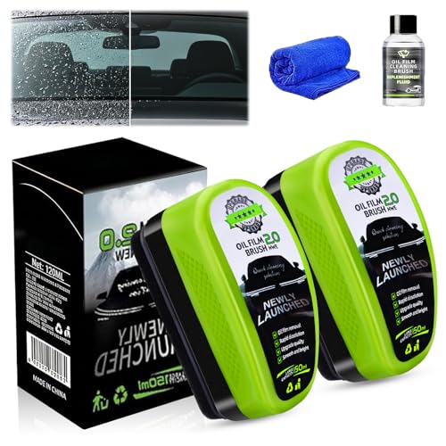 2Pcs Clear Vision Autoglasreiniger Scheibenreiniger Auto Clearvision Glass Cleaner Scheibenreiniger Auto Glas Emulsion Autos Oil Film Cleaning Brush für Windschutzscheibe Autofenster Rückspiegel