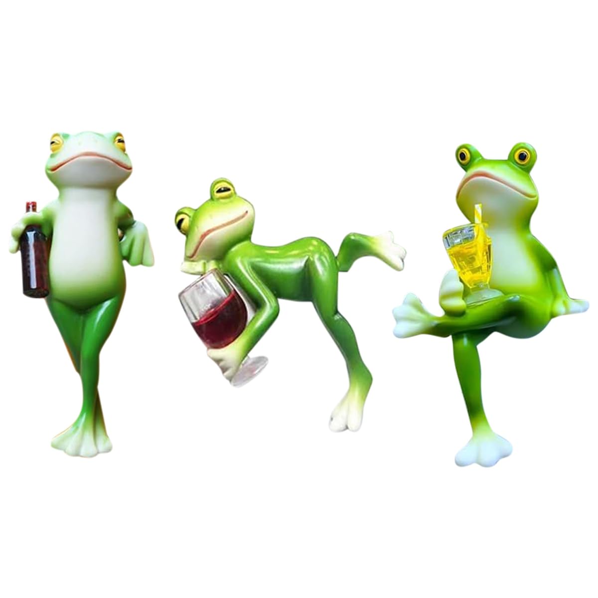 CTRLZS For Pots, Funny Drink Miniature Frog, Figurines Plant Decorations 3 Pcs, Frog Statue Garden Decor Lawn Ornament