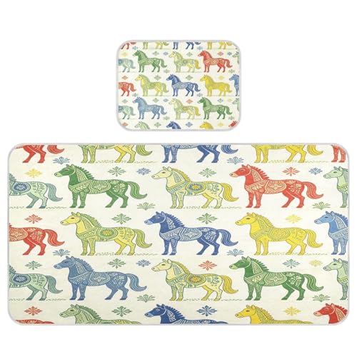 Colchón refrescante para cama de bebé de 28 x 52 pulgadas, reutilizable, para caballos suecos, coloridas, lavables para bebés y niños pequeños