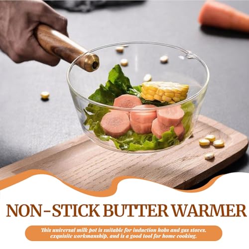 Glass Milk Pot, Non Stick Saucepan Butter Warmer Sauce Pot Heat Resistant Pasta Pot Milk Pan with Wooden Handle for Noodle Milk Baby Food(400ml) - Image 8