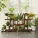 Yaheetech Tiered Rolling Plant Stand Indoor/Outdoor Wooden Flower Stand Shelf Storage Rack Wooden Ladder Shelf Rack Corner Plant Stand for Living Room/Balcony/Patio/Yard Outdoor Plant Display, Brown
