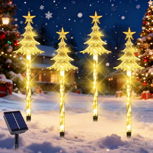Sunshine smile 4 Stück Solar Weihnachtsbeleuchtung für...
