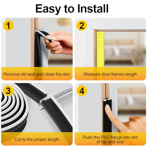 Image of Door Weather Stripping, Kerf Weather Stripping for Doors with Groove,Weather Stripping Door Seal for Large Gap and Easy Installation(26, Black)