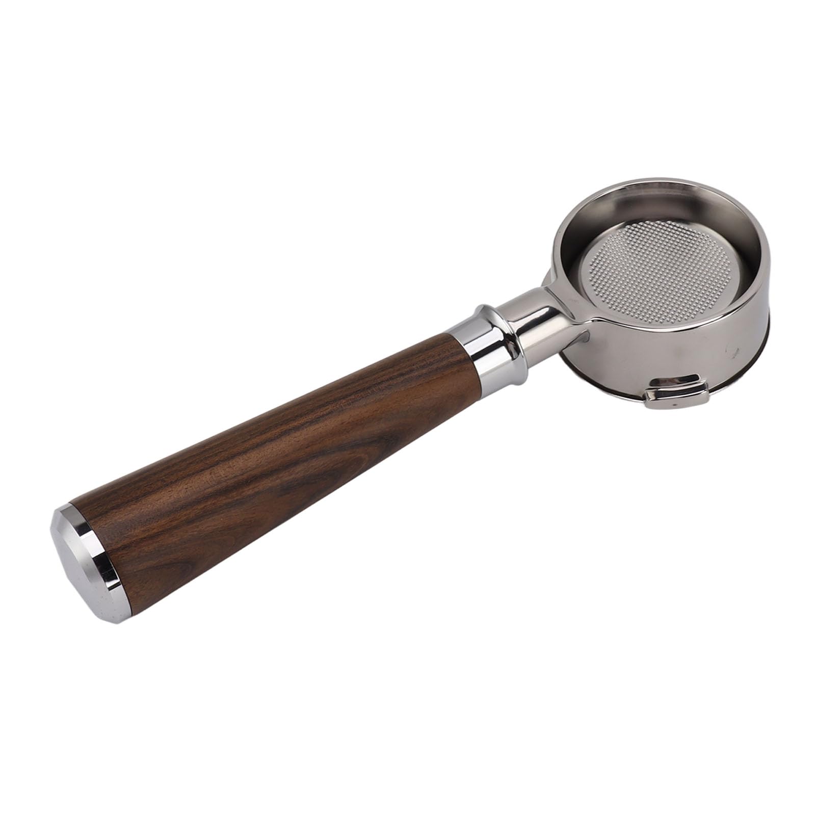 Portafiltro de café sin Fondo de 58 Mm, Portafiltro de Cesta de Filtro de Taza, Portafiltro de café de Acero Inoxidable de 3 Orejas Mango de Madera Maciza para Barsetto Piezas de e