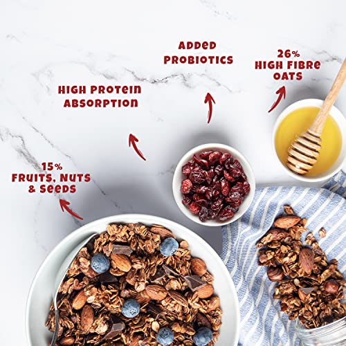 Image of MuscleBlaze Probiotic Muesli, Breakfast Cereals For Good Gut Health, Choco Cranberry, Multigrain Flakes, Antioxidant-Rich, 1 kg