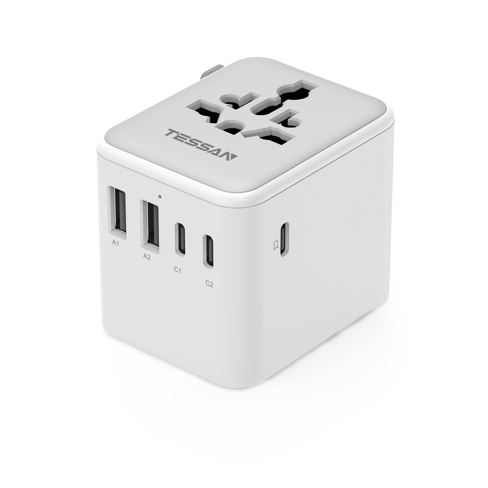 TESSAN Universal Adapter, Worldwide Travel Plug Adaptor with 2 USB A and 3 USB C Ports, International Travel Adapter for EU, UK, USA, AU, Power Socket Charger for Multi Countries