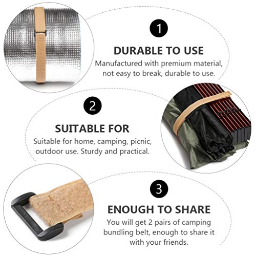 2 pares de tiras de amarração de nylon Besportble, tiras de amarração para acampamento (cáqui)