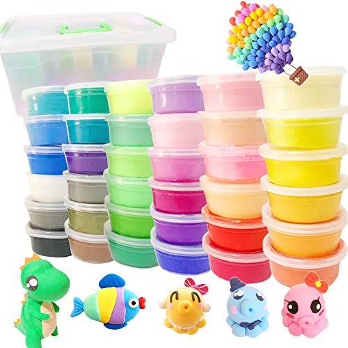 36 Colors Air Dry Clay Packed with Box No-Sticky and Non-Toxic Magic Clay Ultra-Light Plasticine Clay DIY Creative Modeling Dough with Project Booklet