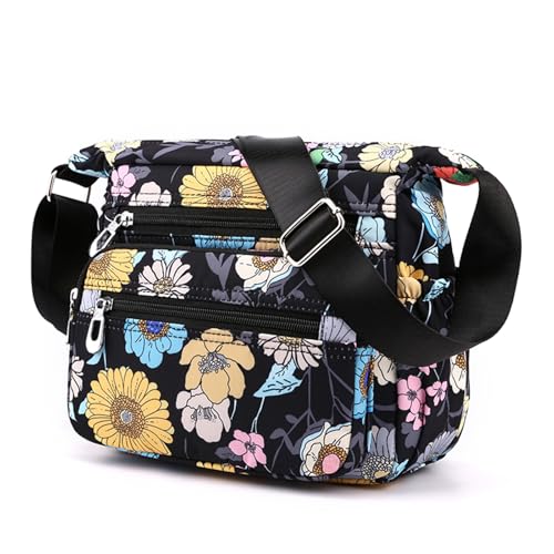Wafybsre Crossbody-Tasche für Damen, mittelgroße Schulterhandtaschen, Umhängetasche mit mehreren Reißverschlusstaschen, Galsang Flower, Medium