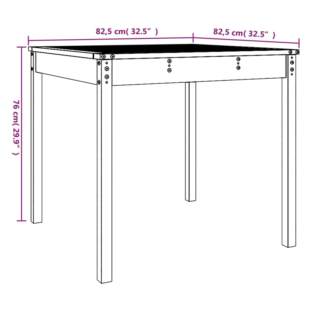 Stół ogrodowy, czarny, 82,5 x 82,5 x 76 cm, z litego drewna sosnowego, klasyczny stół outdoorowy na taras, balkon i do ogrodu, stabilna drewniana rama z wytrzymałym blatem, prosty