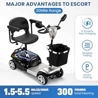 [2026 Upgrade] Aolebor 30 Miles 4 Wheel Mobility Scooter for Seniors & Adults, 350W Powered Wheelchair with Rotating Seat, Foldable Motorized Scooter with USB Port, Removable Basket, Supports 300 lbs