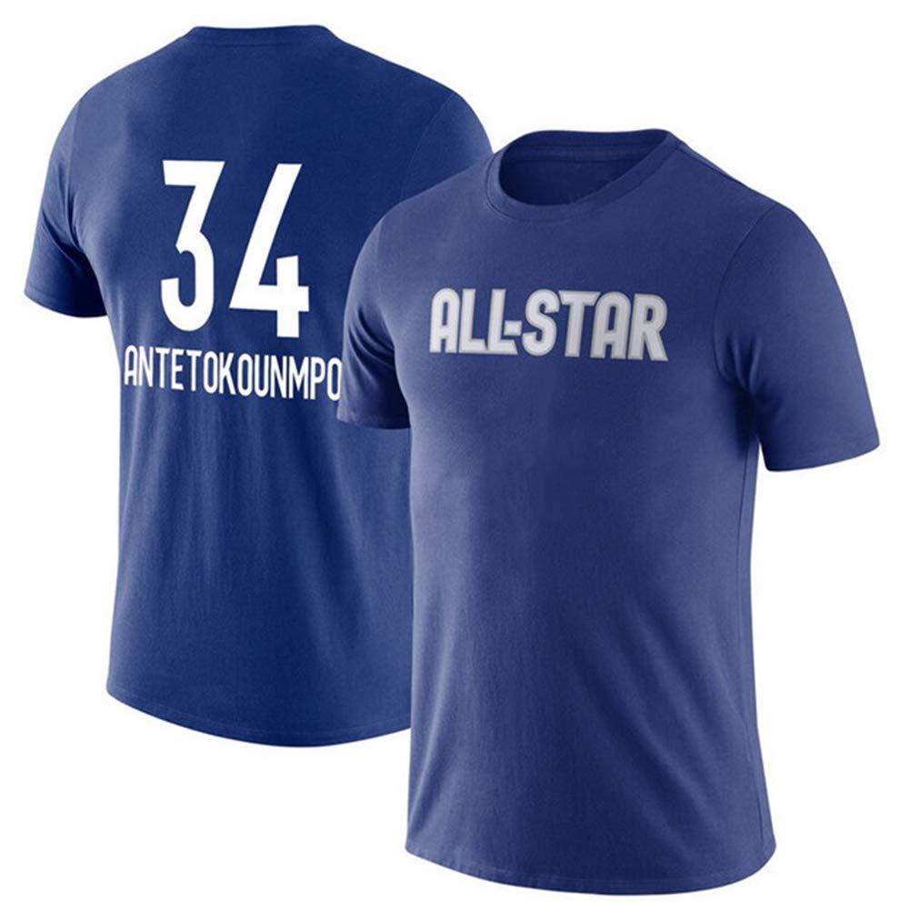 HS-Zak MillerGiannis Antetokounmpo #34 Basketball Jersey Sweatshirt Cotton T-Shirt Leisure Sport All-Star Short Sleeve Youth Sweatshirt,Blue,M