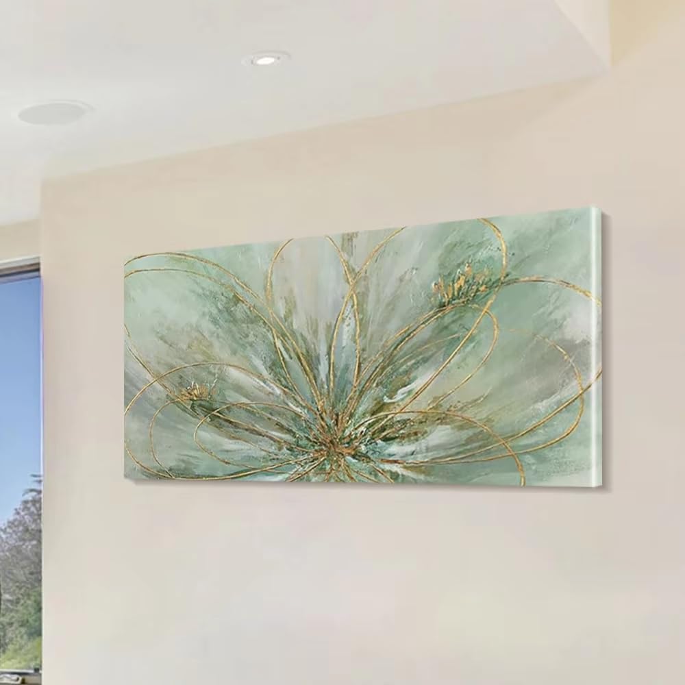 AEFOUU Modern Farmhouse Art Style Wall Art Green Abstract Flower Canvas Print Indoor Landscape Artwork Picture Canvas Poster(30x60cm/12x24in/Frameless)