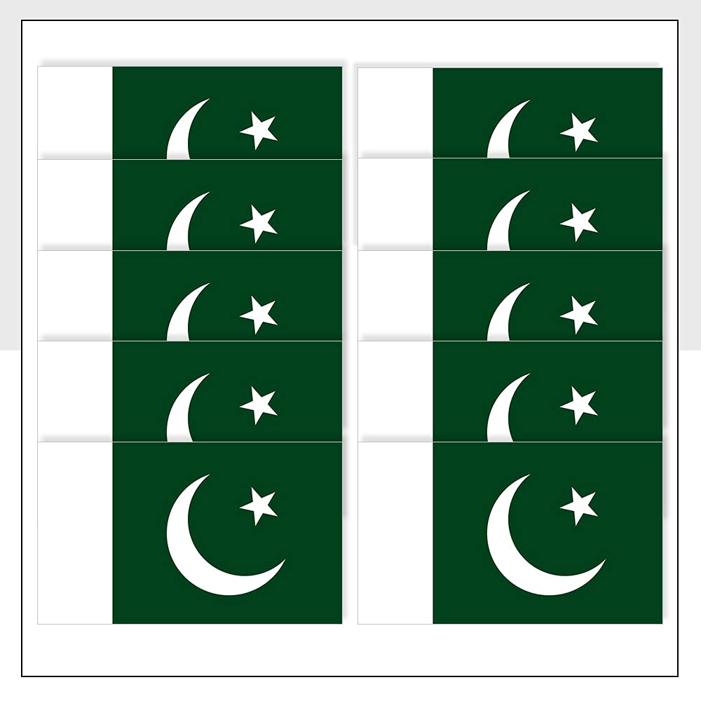 Pakistan Flag Laptop Sticker Pack of 10 (25 x 15mm) Waterproof PK Flag Labels for Helmet iPad Fridge Packwith® #P1011