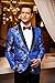 Coofandy Men's Stylish Dragon Floral Suits Fashion Slim Fit One-Button Blazer Jacket,X-Large,Blue
