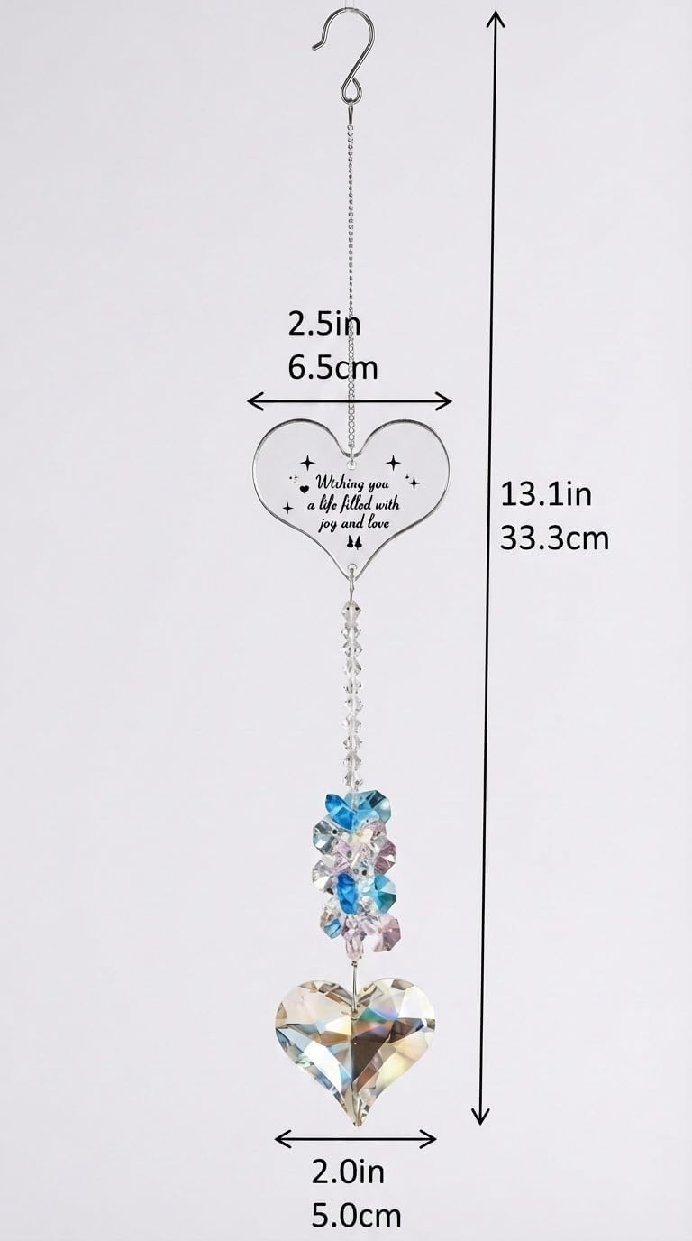 Crystal Heart Suncatcher Kit for Indoor Window Hanging Prism,Healing Rainbow Maker, for Her Birthday and Holidays, Room Garden Outdoor Decor, Pet Gift (Pastel)