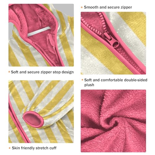 GuoChe Striped Seamless Pattern Girls Sherpa Jacket With Hood3