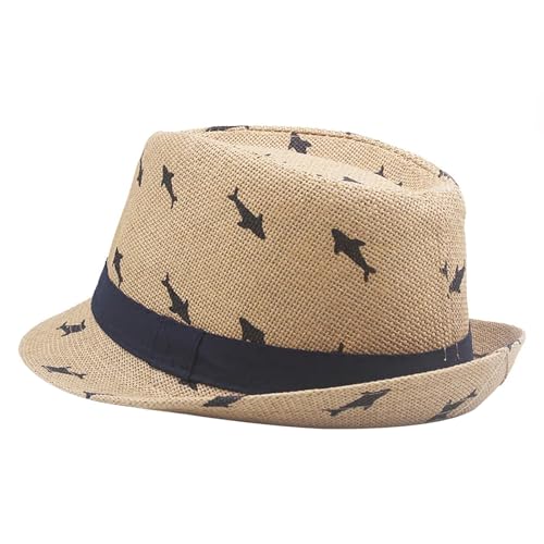 Kids Boys Girls Straw Fedoras Hat Summer Beach Straw-Trilby Sunhat Panama Hat Cowboy Jazz Cap UV Protection Bucket Hat3