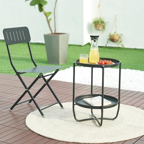 Table basse ronde design intemporel en acier noir pour intérieur - 7