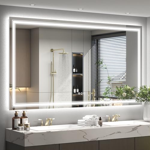 GOLOMO LED Bathroom Mirror for Wall 72x40, Large Lighted Vanity Mirror with Lights, Dimmable, Anti-Fog, Shatter-Proof, Front Lights and Backlit(ETL Listed) by GOLOMO - Used condition - US$328.61
