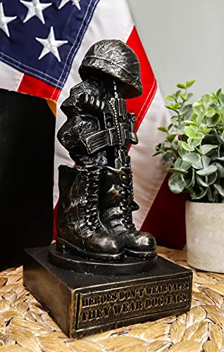 Ebros American Pride Patriotic Fallen Soldier Solemn Memorial Statue 8" Tall Military Rifle Helmet Boots Dog Tag Sculpture For Desktop Shelves Office Study Table Home Decor Figurine #TOP5