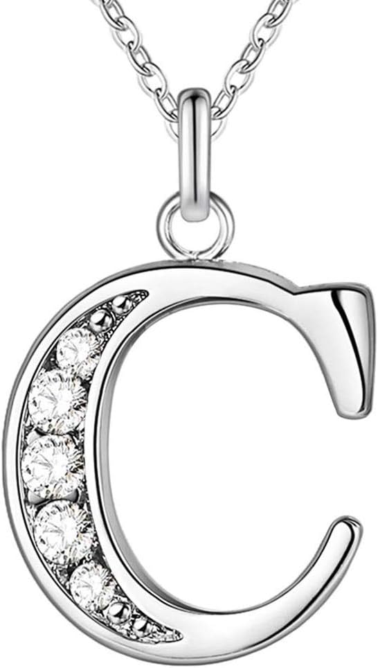 UMtrade Silver Plated Alphabet Necklace Initial 26 Letters Personalized Charm Pendant for Men and Women