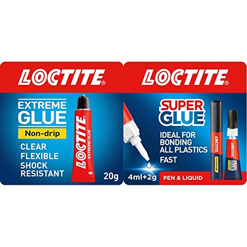 Loctite 2506271 Extreme Glue, Flexible All Purpose Glue with Extreme Resistance, Repair Glue, 1 x 20g Tube & Super Glue All Plastics, Strong Plastic Glue, Convenient Size 1x2g + 4ml