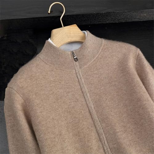 Men Zipper Cardigan Mock Neck Long Sleeve Knitwear Sweater Casual Stand Collar Cardigan3