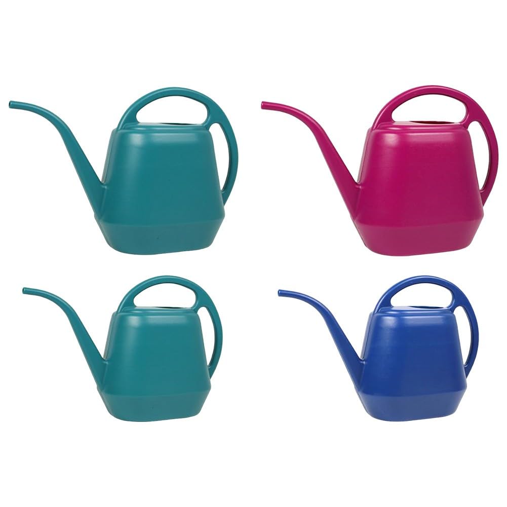 FACAIIO Hervidor de riego de boca larga de 4 litros de plástico para jardinería de gran capacidad, fácil de limpiar, cuidado de macetas, color azul lago