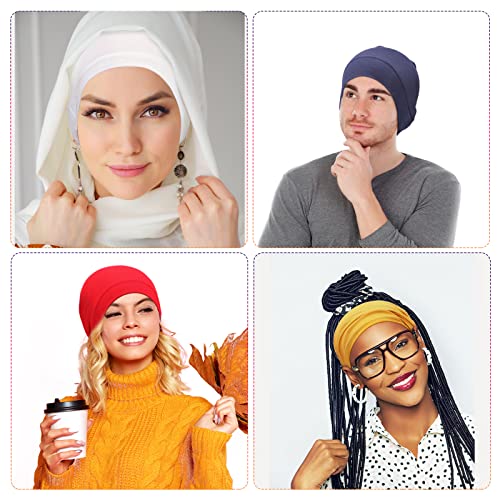 Jenpen 25 Pcs Under Scarf Hijab Cap Unisex Dreadlock Cap Women Stretch Under Caps Solid Color Hijab Under Scarf Woman Hijab Cap Unisex Hijab Hats, 25 Colors #TOP2