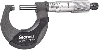 Starrett Outside Micrometer with Advanced Sleeve Design, Satin Chrome Finish and Insulated Frame - Quick and Easy Adjustment, 0-1" Range, 0001" Graduations - T444.1XRL-1
