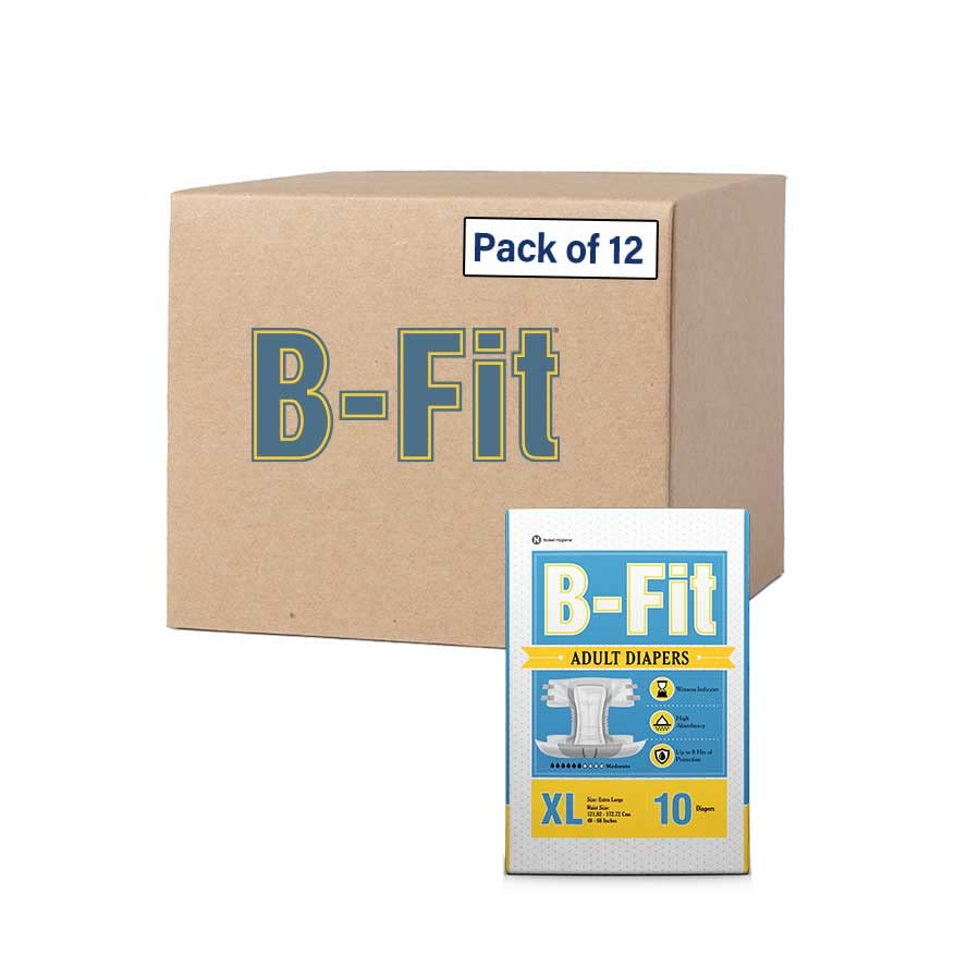 B-FIT Adult Diaper Regular Tape Style - XL Size - Pack of 12 (Unit Count 120)-image-38