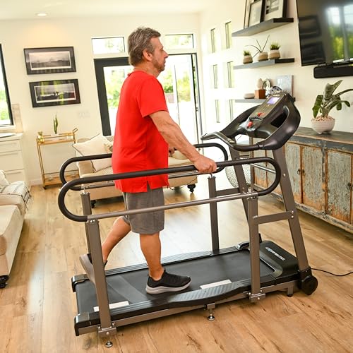 Image of Senior Fitness Treadmill, 400 lb Capacity, Safe Design with Full-Length Rails, Low Step-Up Height, 0.2-4 MPH Motorized Walking Treadmill for Elderly, Recovery & Home Exercise