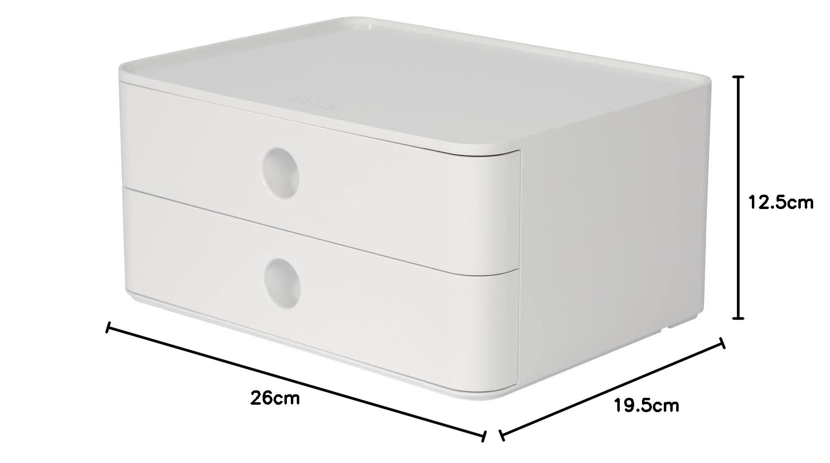 HAN SMART-BOX ALLISON – boîte de rangement design compacte avec 2 tiroirs, ultra brillante et de qualité supérieure, blanc, 1120-12