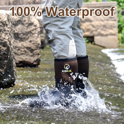 Kalkal Mid Calf Rubber Boots for Men, Rain Boots with 5mm Neoprene Insulated Work Boots Anti Slip Hunting Boots Waterproof Mud Boots for Gardening Outdoor Working Farming Fishing Size 8-133
