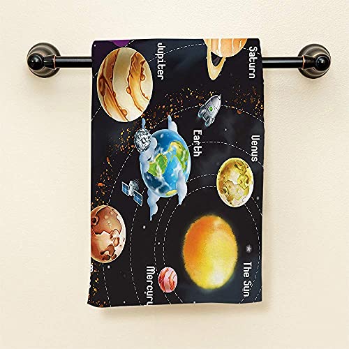 Hgod Designs Planet Universe Space Hand Towels Abstract Solar System Of Planets Soft Hand Towel For Bathroom Kitchen Yoga Gym Decorative Towels 15"X30" #TOP1