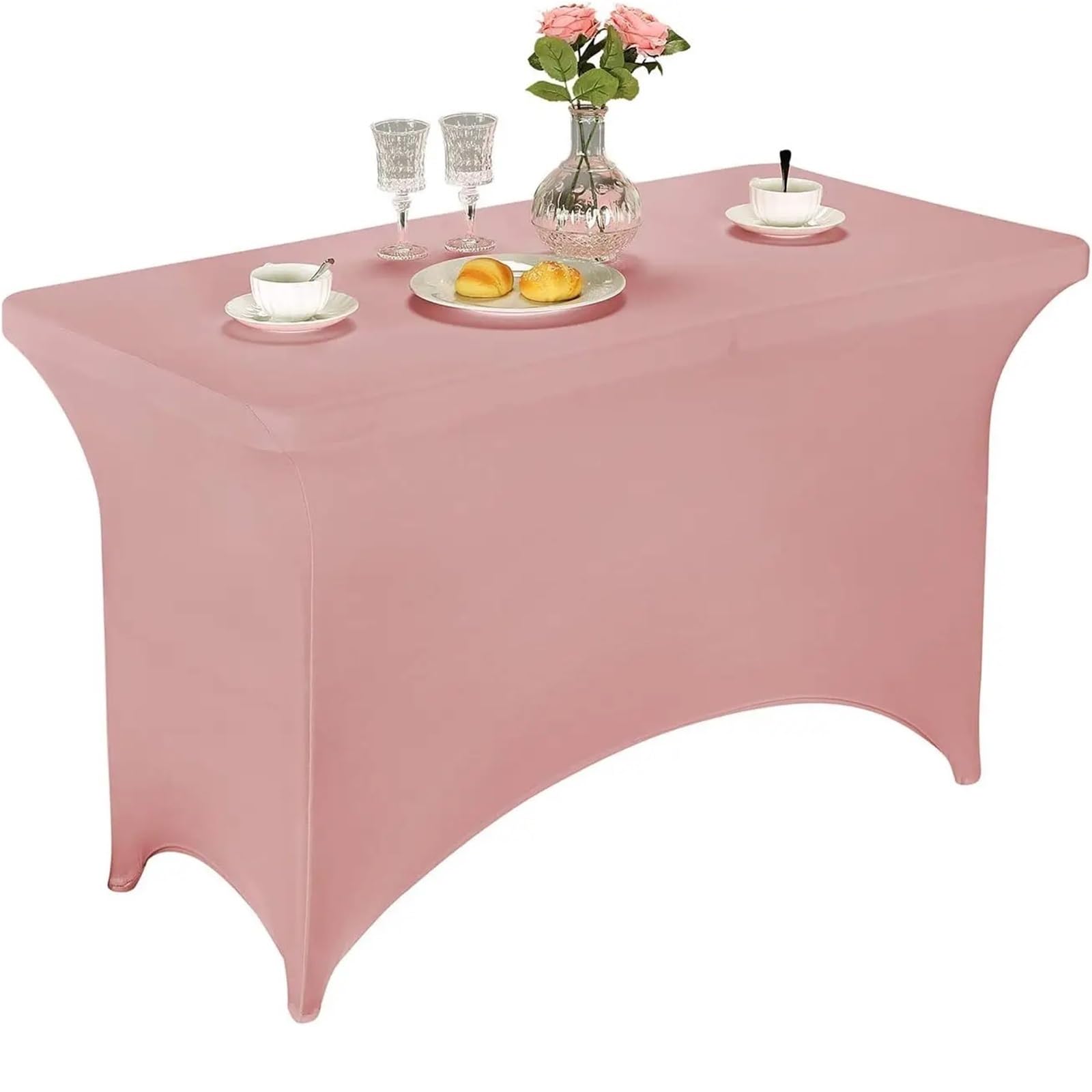 SNGUOQ 2pcs Spandex Fitted Stretch Table Cover For 4Ft Or 6Ft Or 8Ft Folding, Rectangular Cocktail Tablecloth For Event, Wedding
