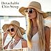 Beach Sun Straw Hats for Women, Floppy Wide Brim Summer Straw Hats, Foldable Packable Roll up Cap Khaki