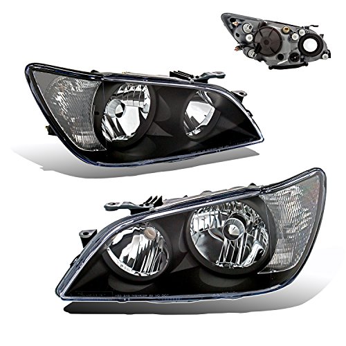 SPPC Projector Headlights Black Assembly Set For Lexus IS 300 - (Pair) Driver Left and Passenger Right Side Replacement Headlamp