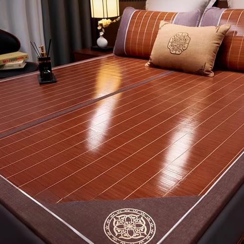 Snaweo Breathable Carbonized Bamboo Sum mer Sleeping Mat, Traditional Chinese Sum mer Sleeping Rattan Pad Cooling Mattress Foldable Sum mer Sleeping Mat, for Single Double(180x220cm/71x86in)
