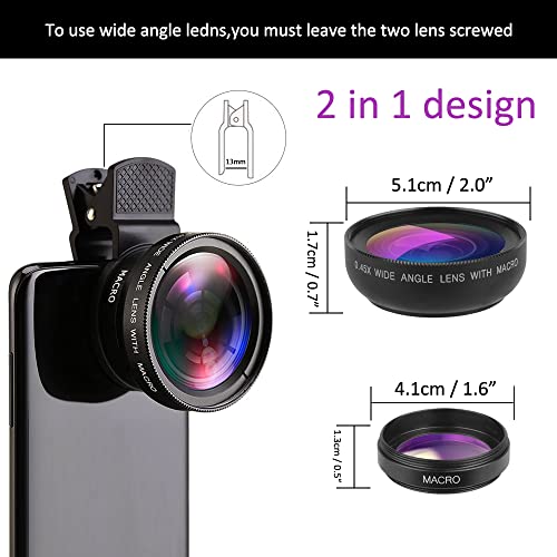 Mcoplus Cell Phone Camera Lens 2 In 1 Clip-On Lens Kit 37Mm 0.45X 49Uv Super Wide Angle & Macro Phone Camera Lens For Iphone And Android Smartphones Cell Phones #TOP3