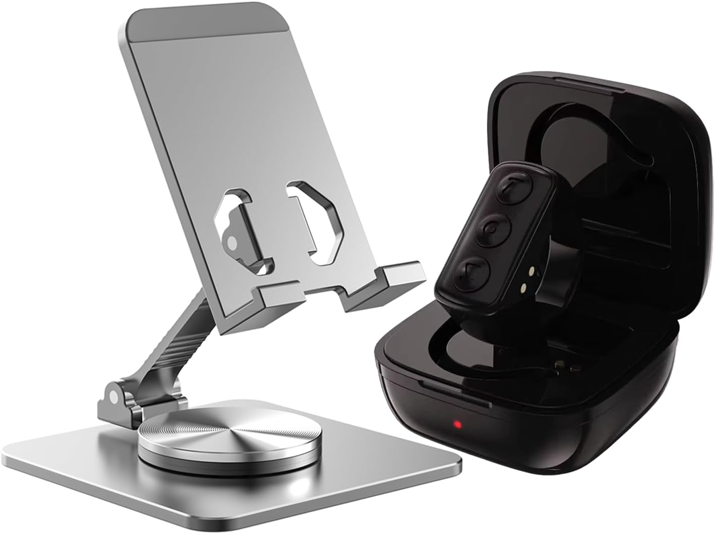 Tiktok Remote Ring Page Turner Phone Holder Kit, Revolve Adjustable Cell Phone Desk Holder Stand Bluetooth Page Turner Camera Video Recording Remote, TIK Tok Scrolling Ring for iPhone, Android